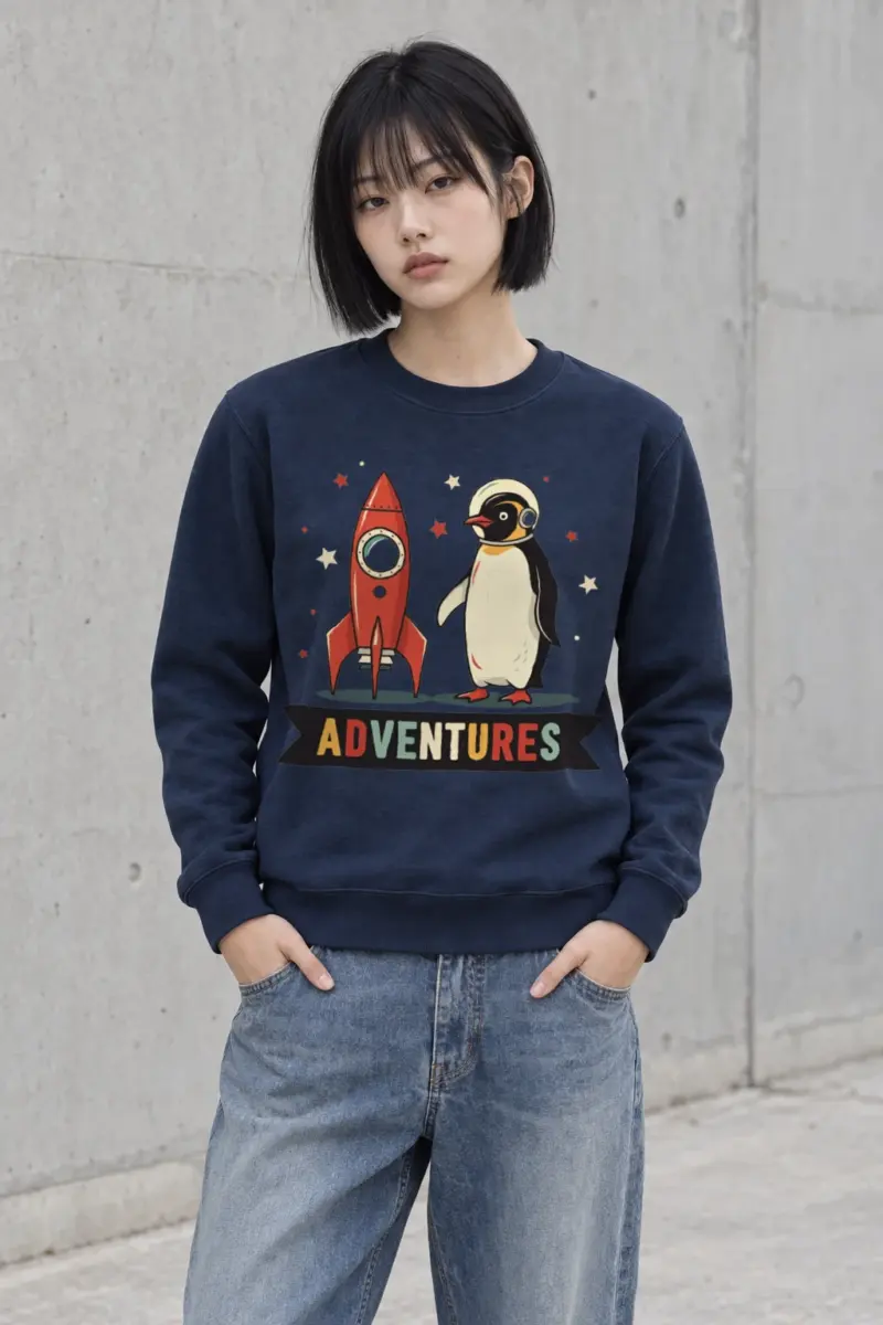 "Rocket Penguin Adventures" Heavy Blend Unisex Crewneck Sweatshirt
