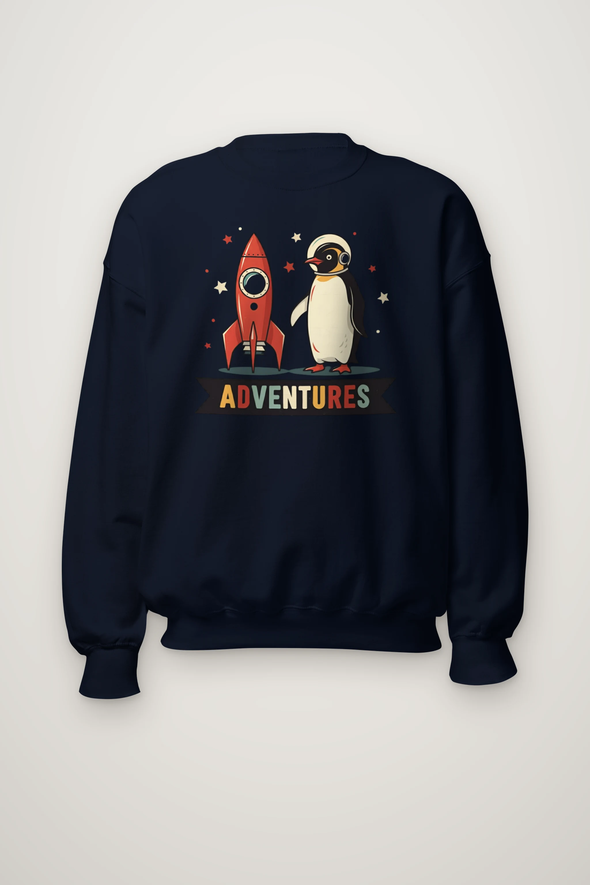"Rocket Penguin Adventures" Heavy Blend Unisex Crewneck Sweatshirt