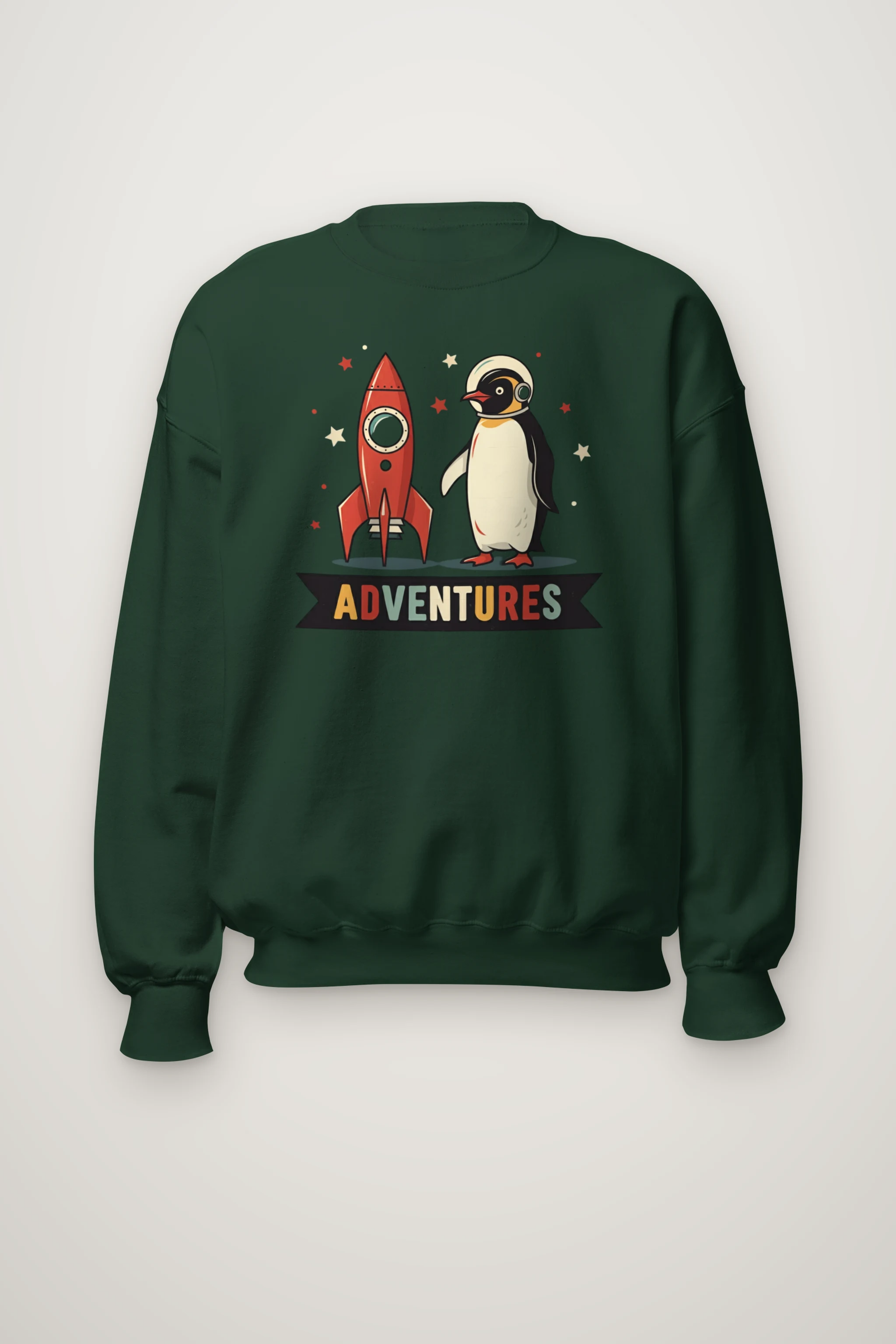 "Rocket Penguin Adventures" Heavy Blend Unisex Crewneck Sweatshirt