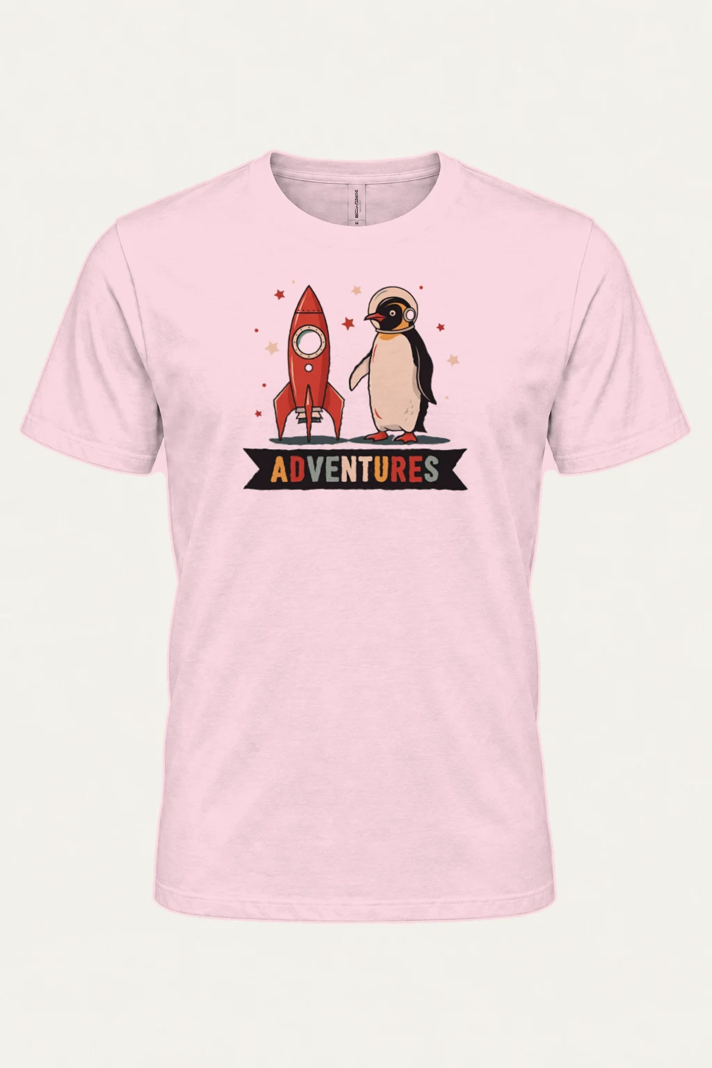 "Rocket Penguin Adventures" Heavyweight Unisex Crewneck T-shirt | Gildan 5000