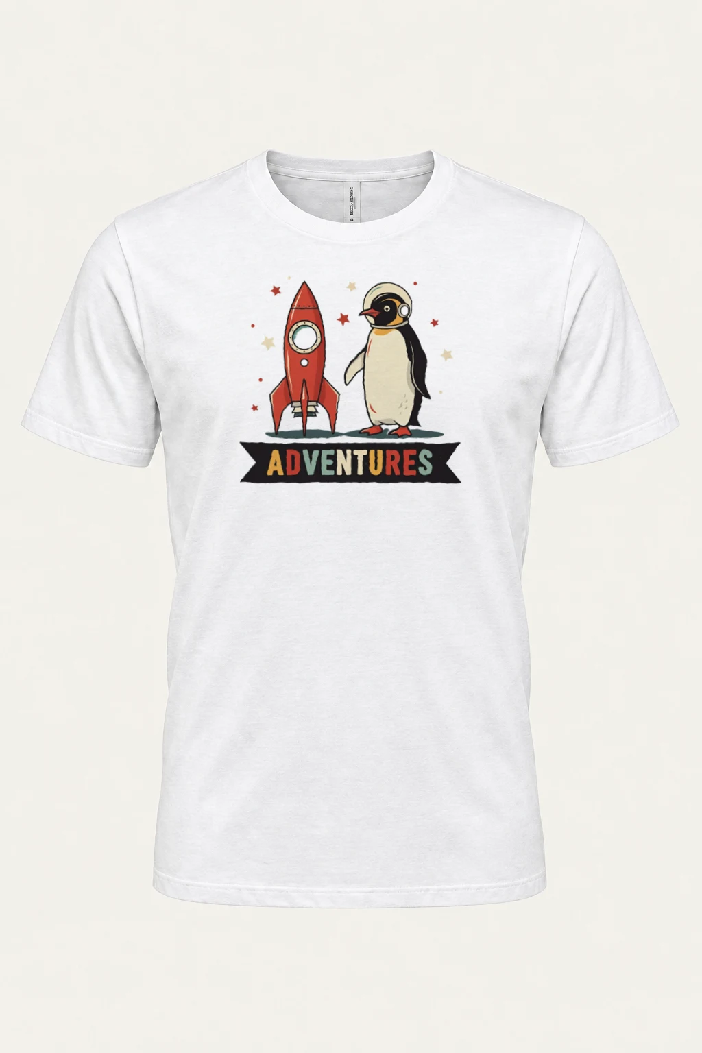 "Rocket Penguin Adventures" Heavyweight Unisex Crewneck T-shirt | Gildan 5000