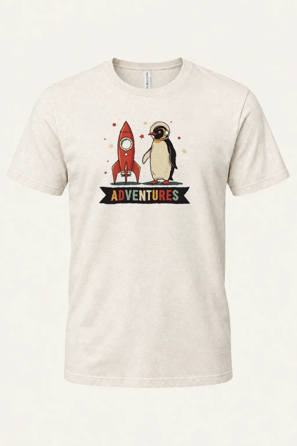 "Rocket Penguin Adventures" Heavyweight Unisex Crewneck T-shirt | Gildan 5000
