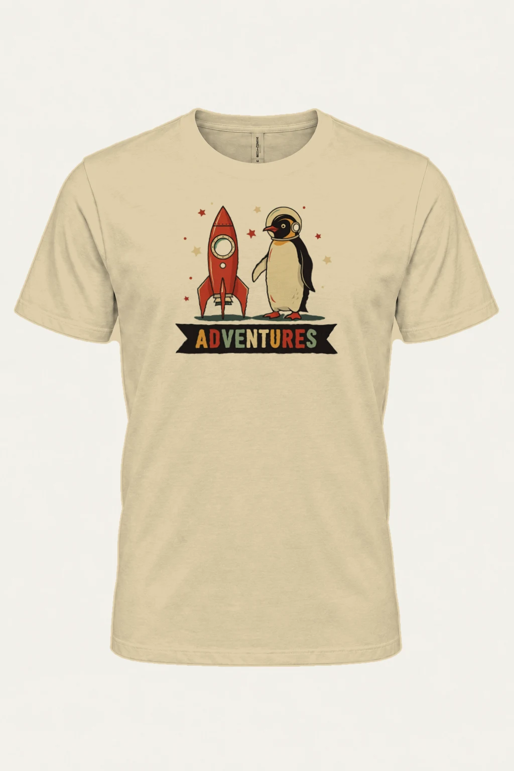 "Rocket Penguin Adventures" Heavyweight Unisex Crewneck T-shirt | Gildan 5000