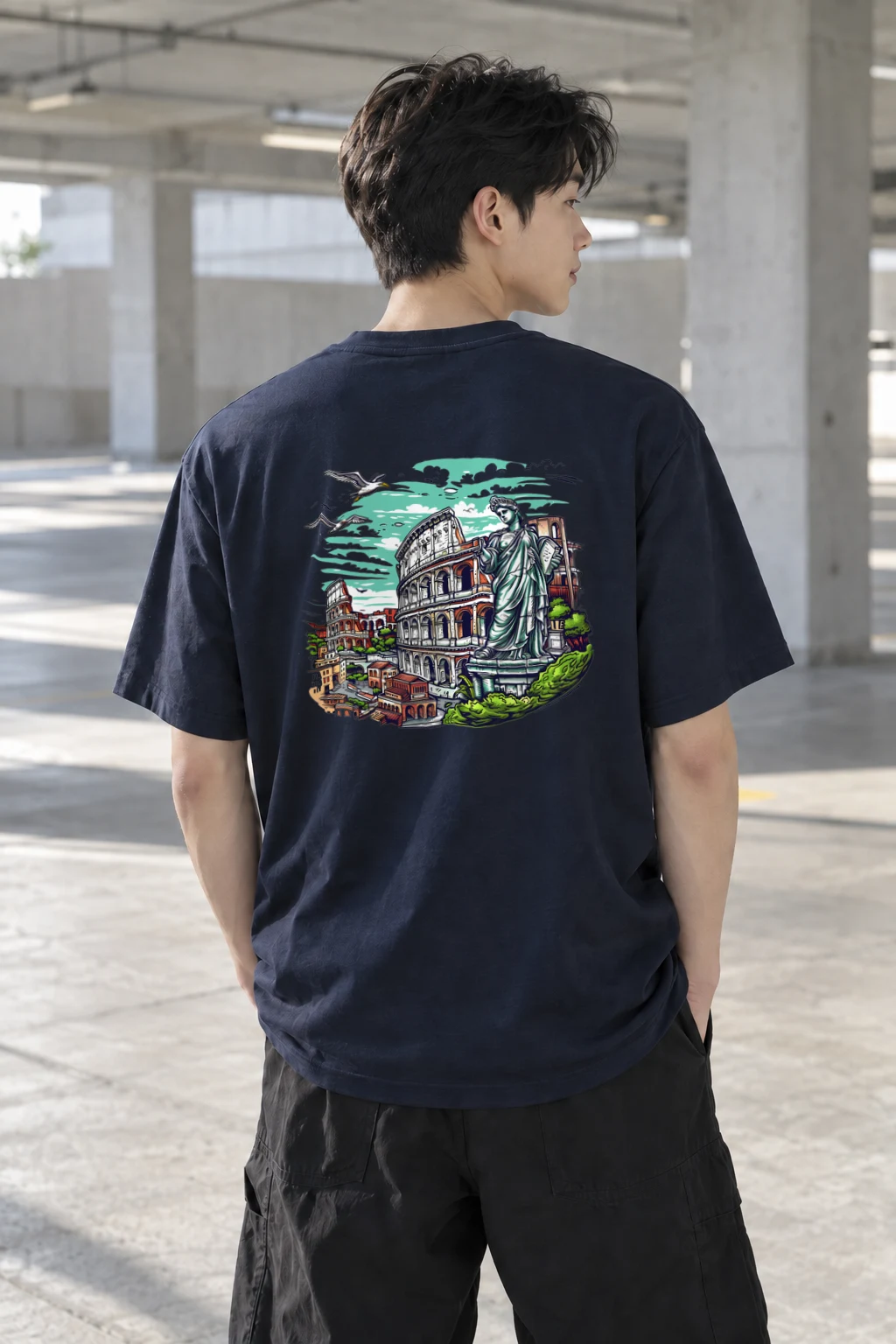 "Rome Overlook" Heavyweight Unisex Crewneck T-shirt | Gildan 5000