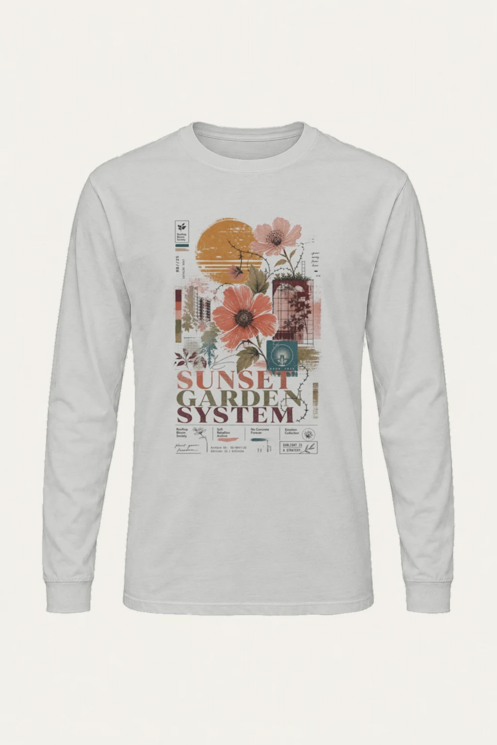 "Rooftop Bloom Society" Unisex Longsleeve T-shirt | Gildan 2400