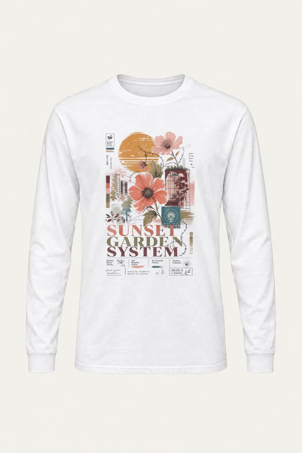 "Rooftop Bloom Society" Unisex Longsleeve T-shirt | Gildan 2400