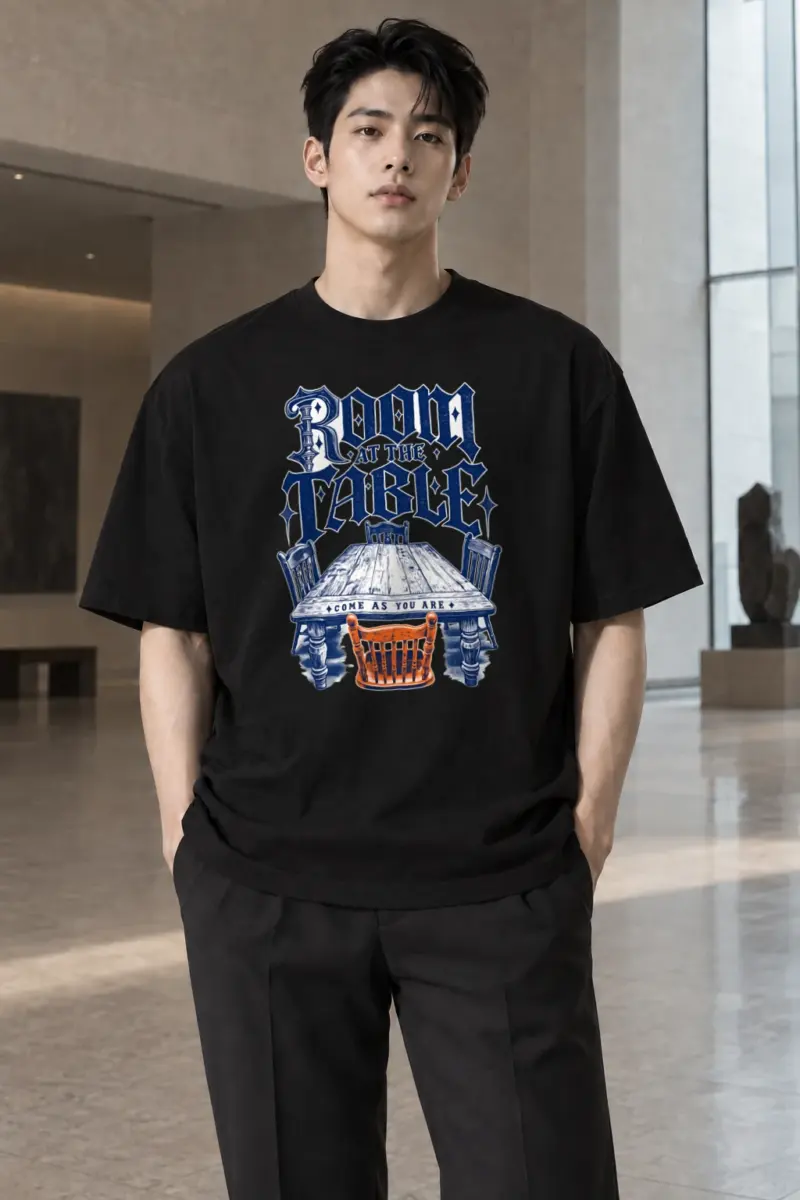 "Room At The Table" Men's Oversized Heavyweight Crewneck T-Shirt | Shaka Wear SHMHSS
