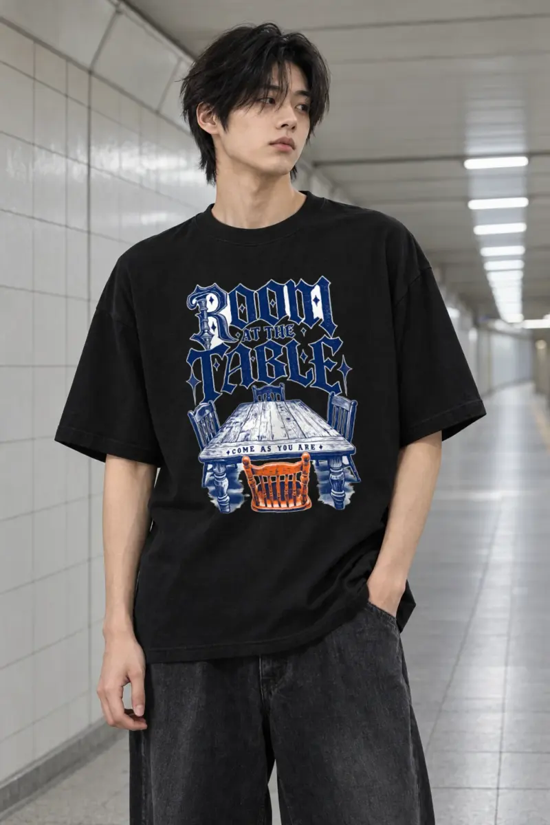 "Room At The Table" Men's Oversized Heavyweight Crewneck T-Shirt | Shaka Wear SHMHSS