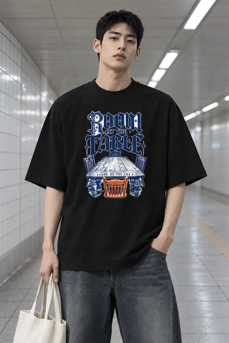 "Room At The Table" Men's Oversized Heavyweight Crewneck T-Shirt