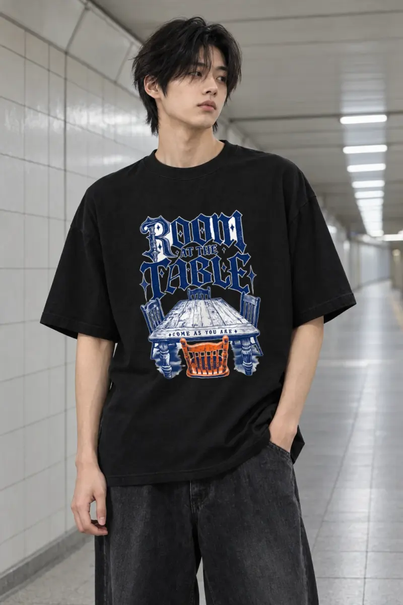 "Room At The Table" Men's Oversized Heavyweight Crewneck T-Shirt