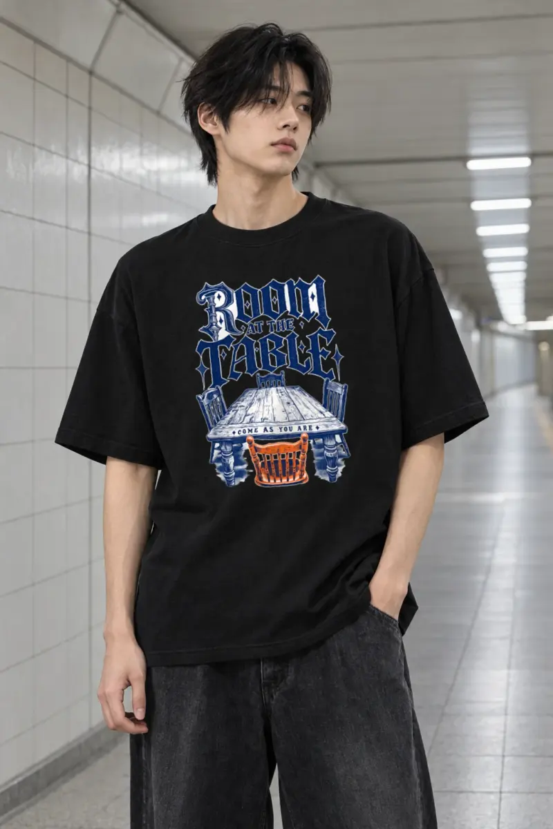 "Room At The Table" Men's Oversized Heavyweight Crewneck T-Shirt