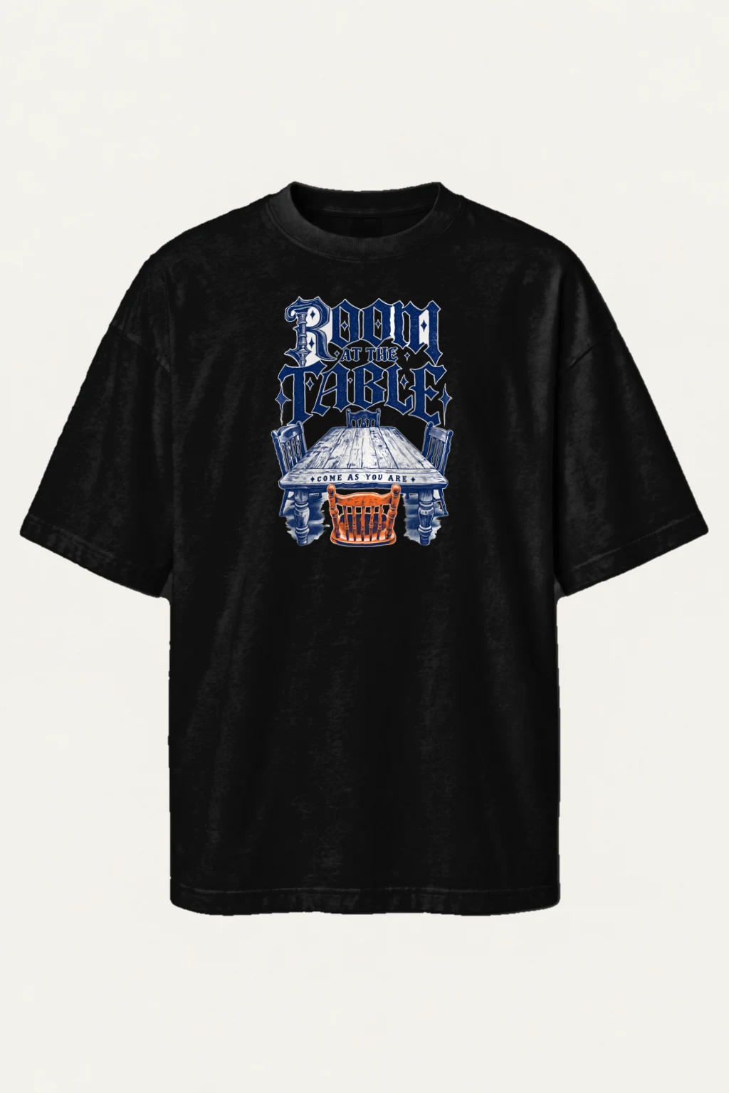 "Room At The Table" Men's Oversized Heavyweight Crewneck T-Shirt | Shaka Wear SHMHSS