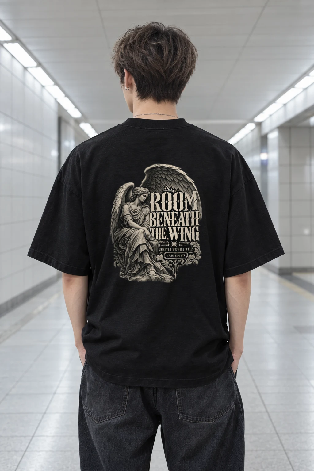 "Room Beneath the Wing" Men's Oversized Heavyweight Crewneck T-Shirt