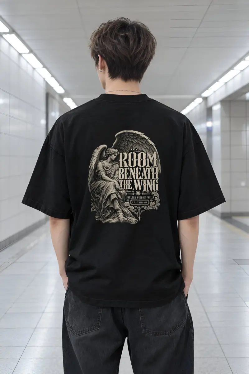 "Room Beneath the Wing" Men's Oversized Heavyweight Crewneck T-Shirt