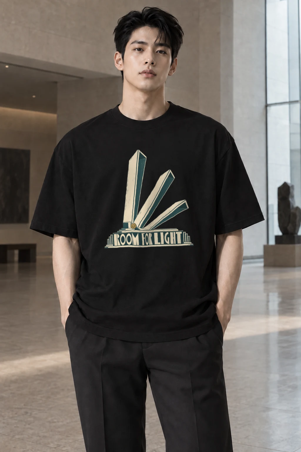 "Room for Light" Men's Oversized Heavyweight Crewneck T-Shirt | Shaka Wear SHMHSS