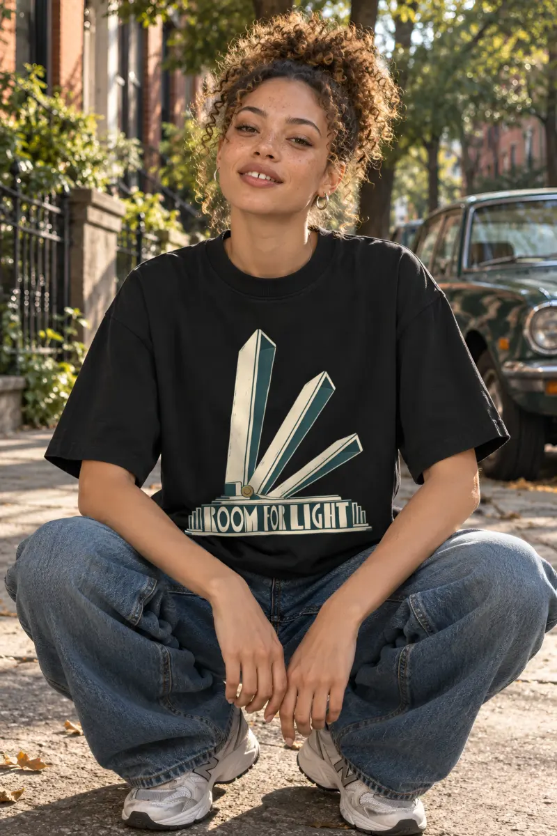 "Room for Light" Unisex Oversized Heavyweight Crewneck T-Shirt
