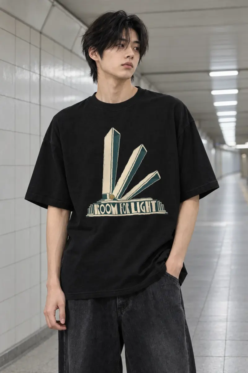 "Room for Light" Men's Oversized Heavyweight Crewneck T-Shirt
