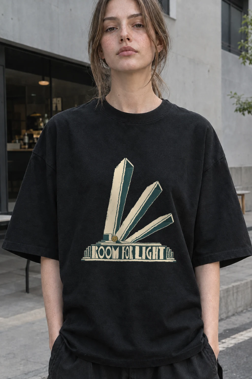 "Room for Light" Men's Oversized Heavyweight Crewneck T-Shirt | Shaka Wear SHMHSS