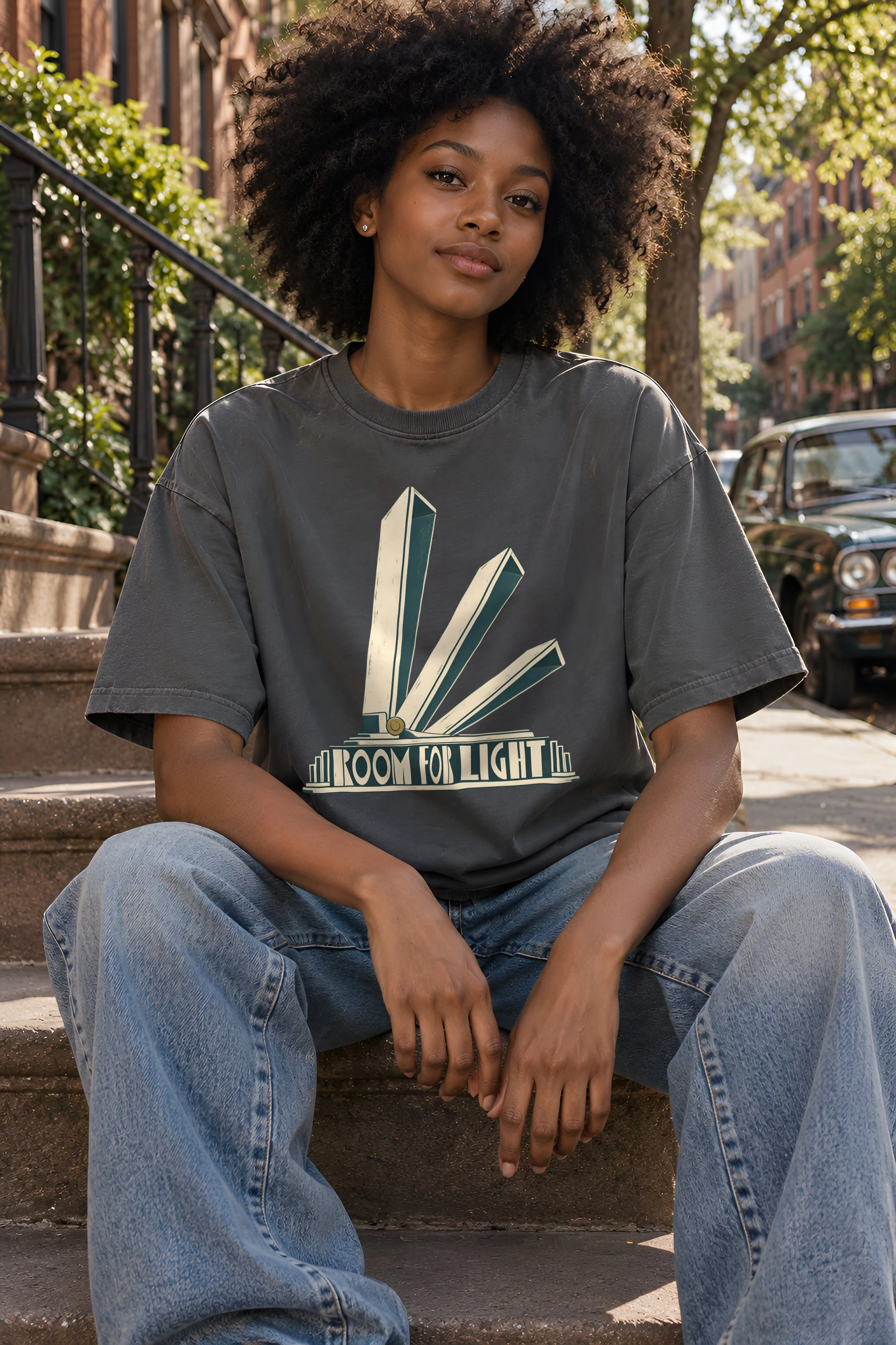 "Room for Light" Unisex Oversized Heavyweight Crewneck T-Shirt
