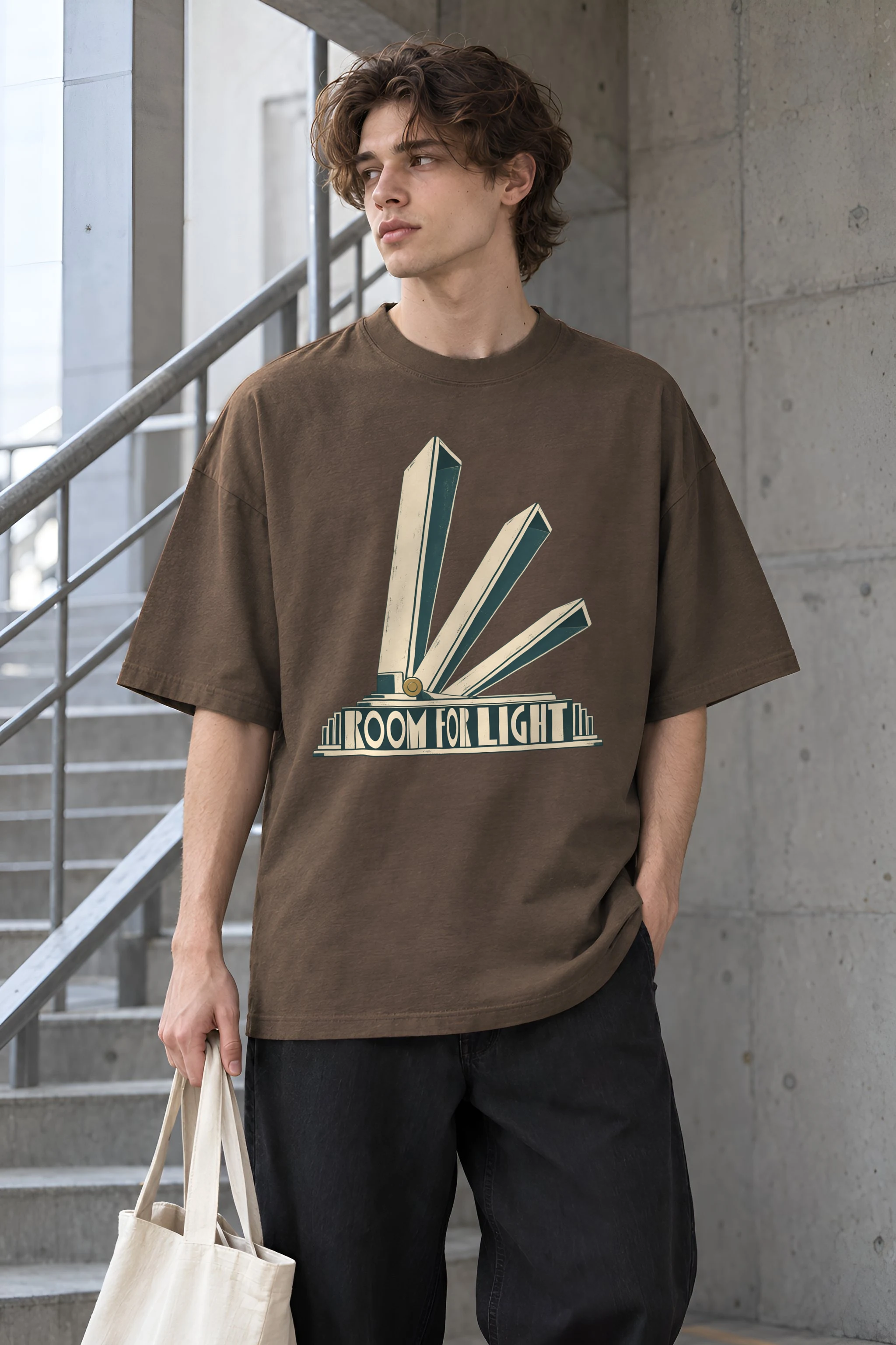 "Room for Light" Unisex Oversized Heavyweight Crewneck T-Shirt