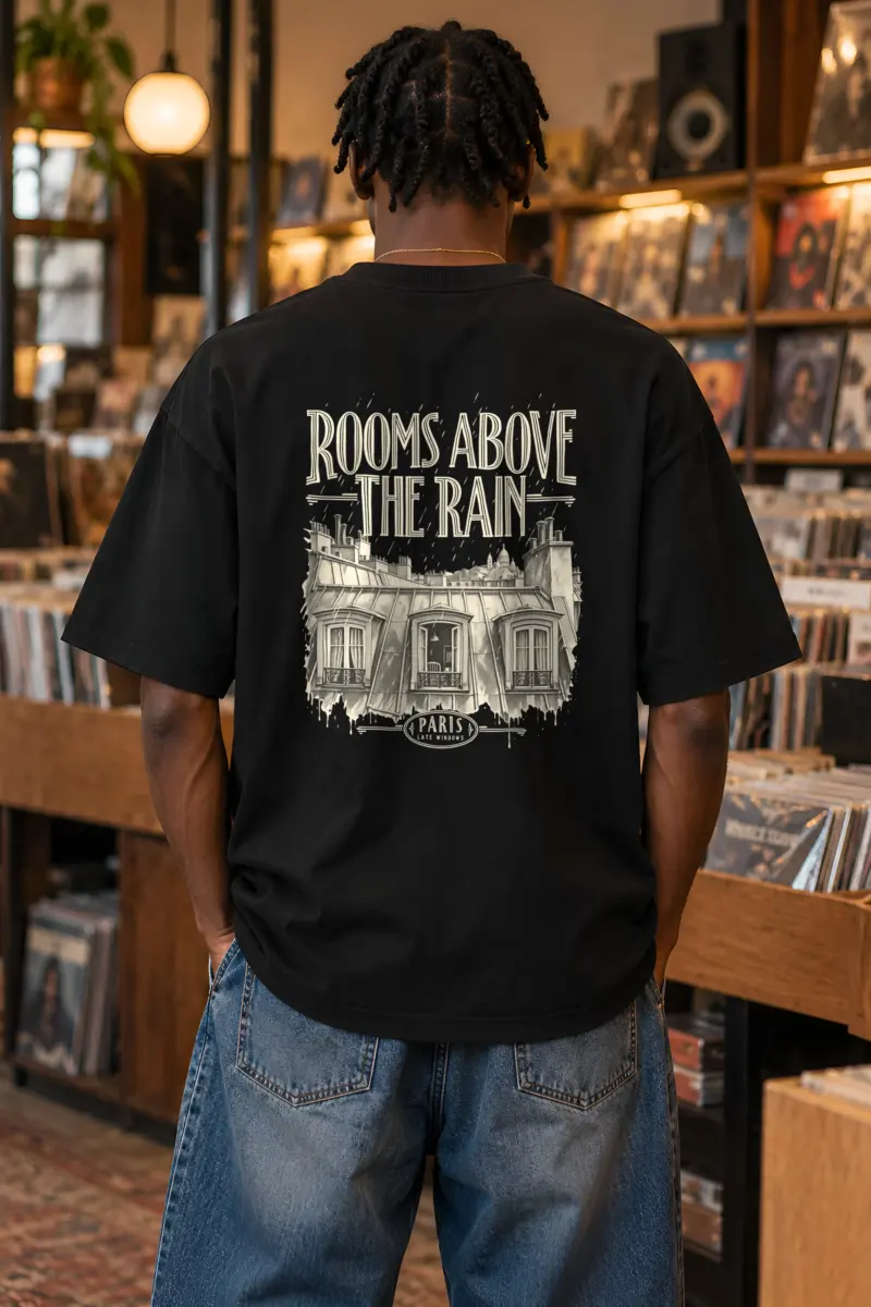 "Rooms Above The Rain" Unisex Oversized Heavyweight Crewneck T-Shirt