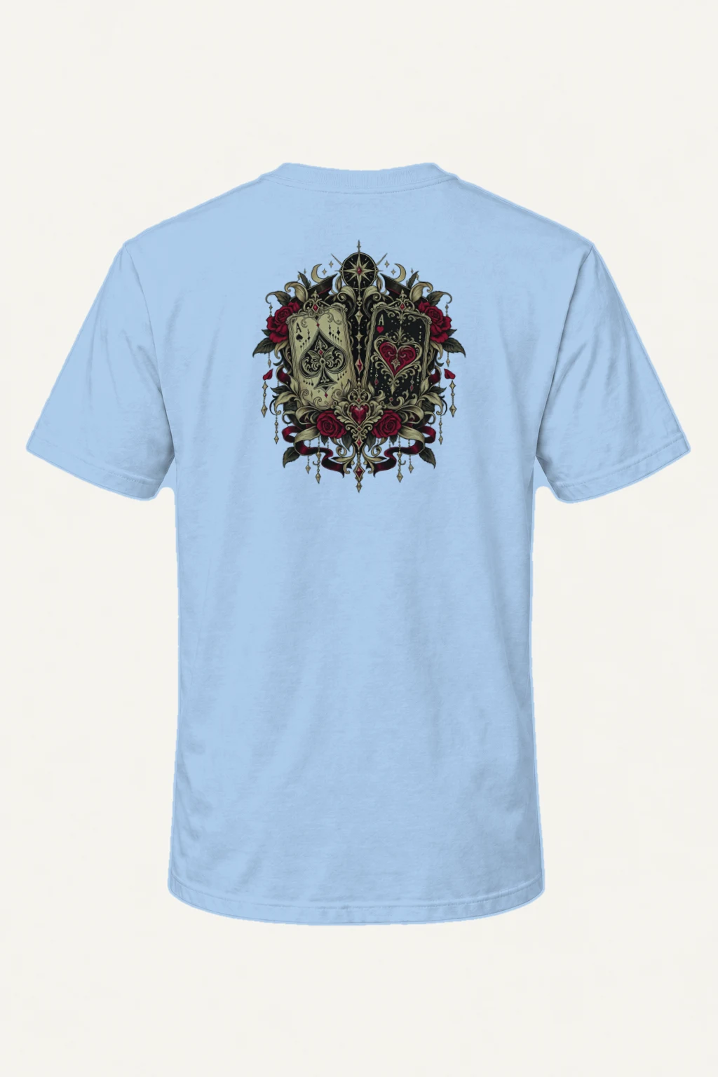 "Rose Ace Pair" Heavyweight Unisex Crewneck T-shirt | Gildan 5000