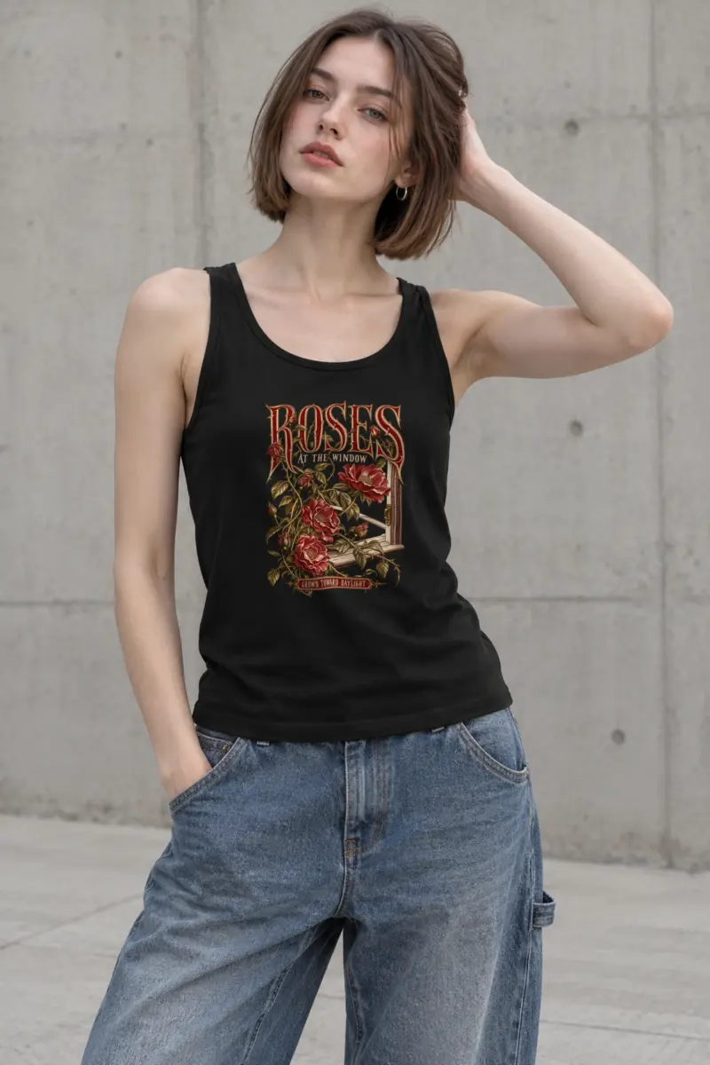 "Roses at the Window" Unisex Jersey Tank