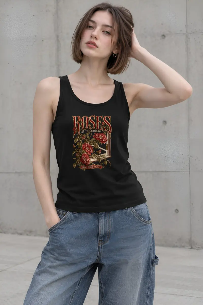 "Roses at the Window" Unisex Jersey Tank