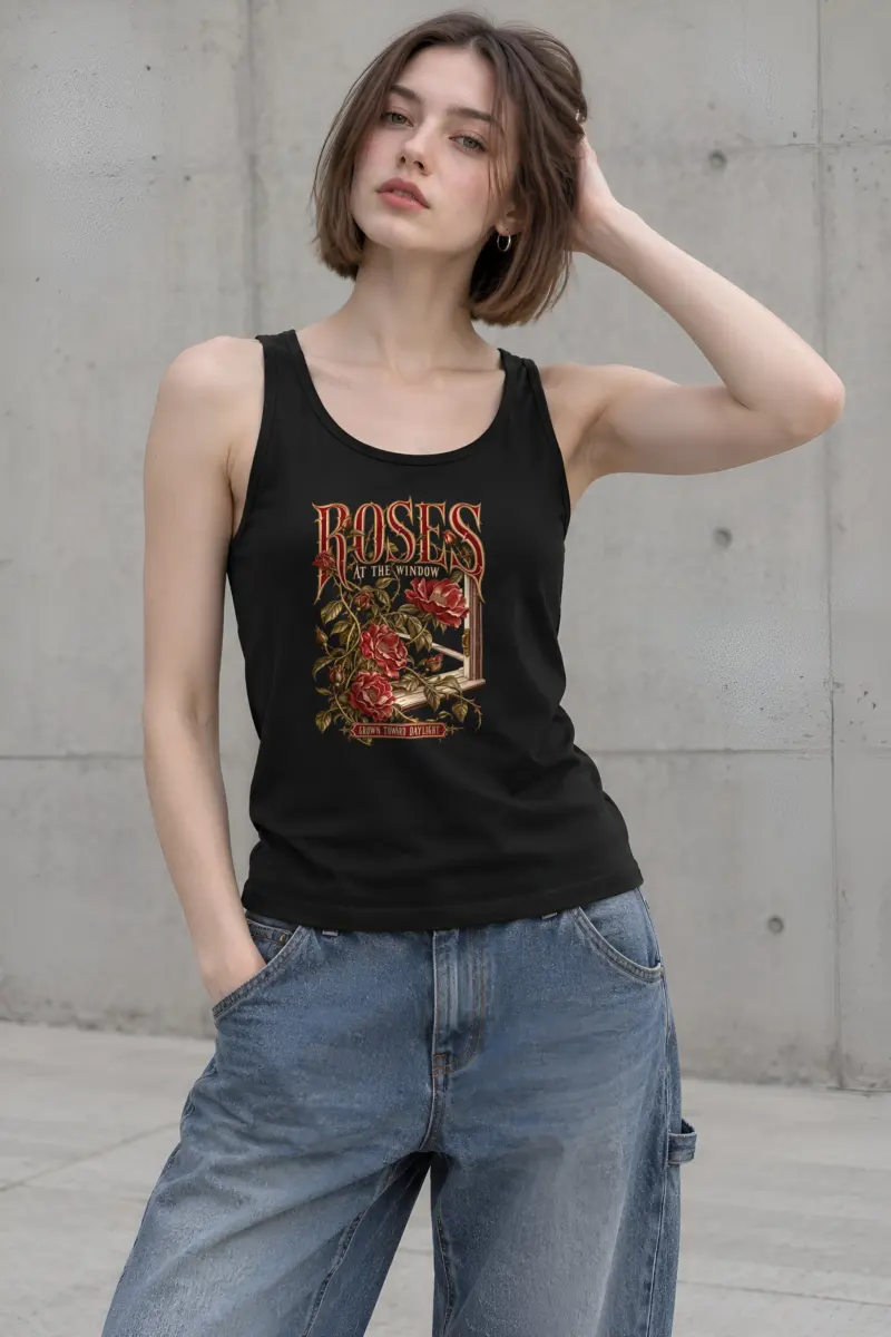 "Roses at the Window" Unisex Jersey Tank