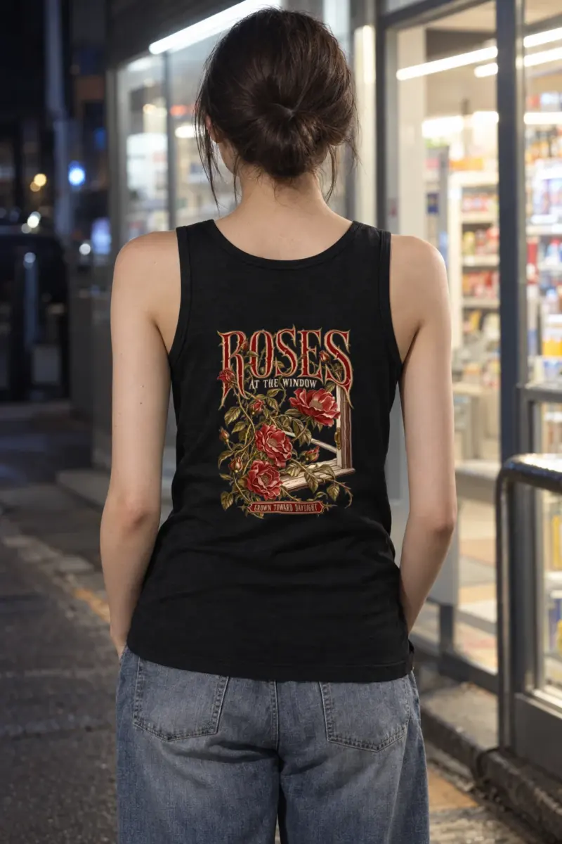 “Roses at the Window” Unisex Jersey Tank