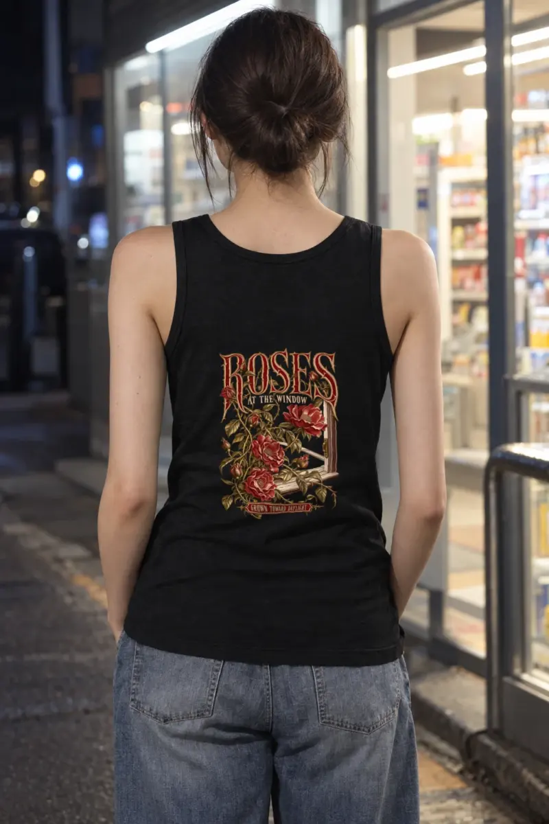 "Roses at the Window" Unisex Jersey Tank