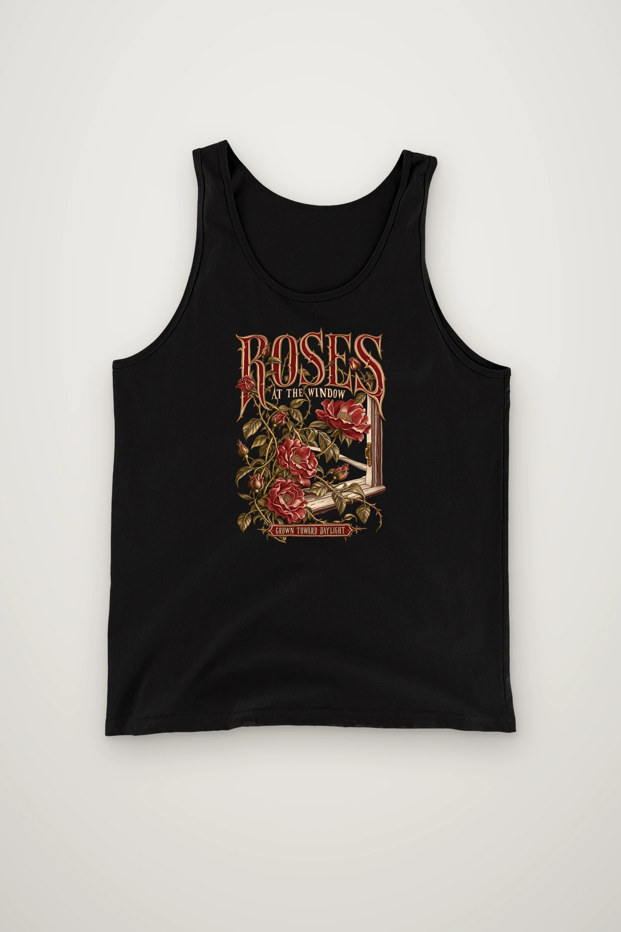 "Roses at the Window" Unisex Jersey Tank