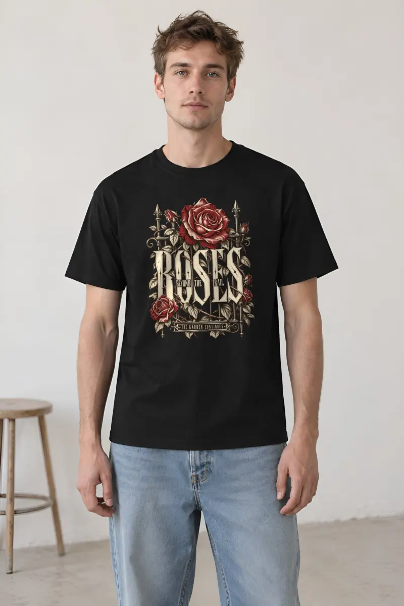 "Roses Beyond the Rail" Heavyweight Unisex Crewneck T-shirt