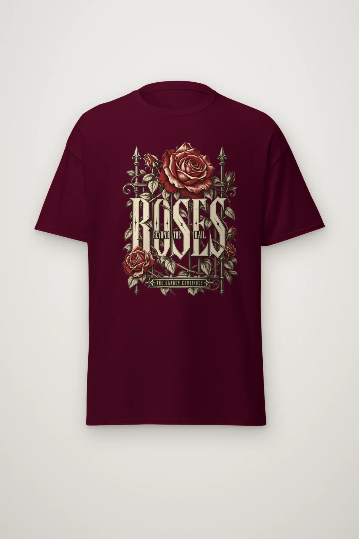 "Roses Beyond the Rail" Heavyweight Unisex Crewneck T-shirt