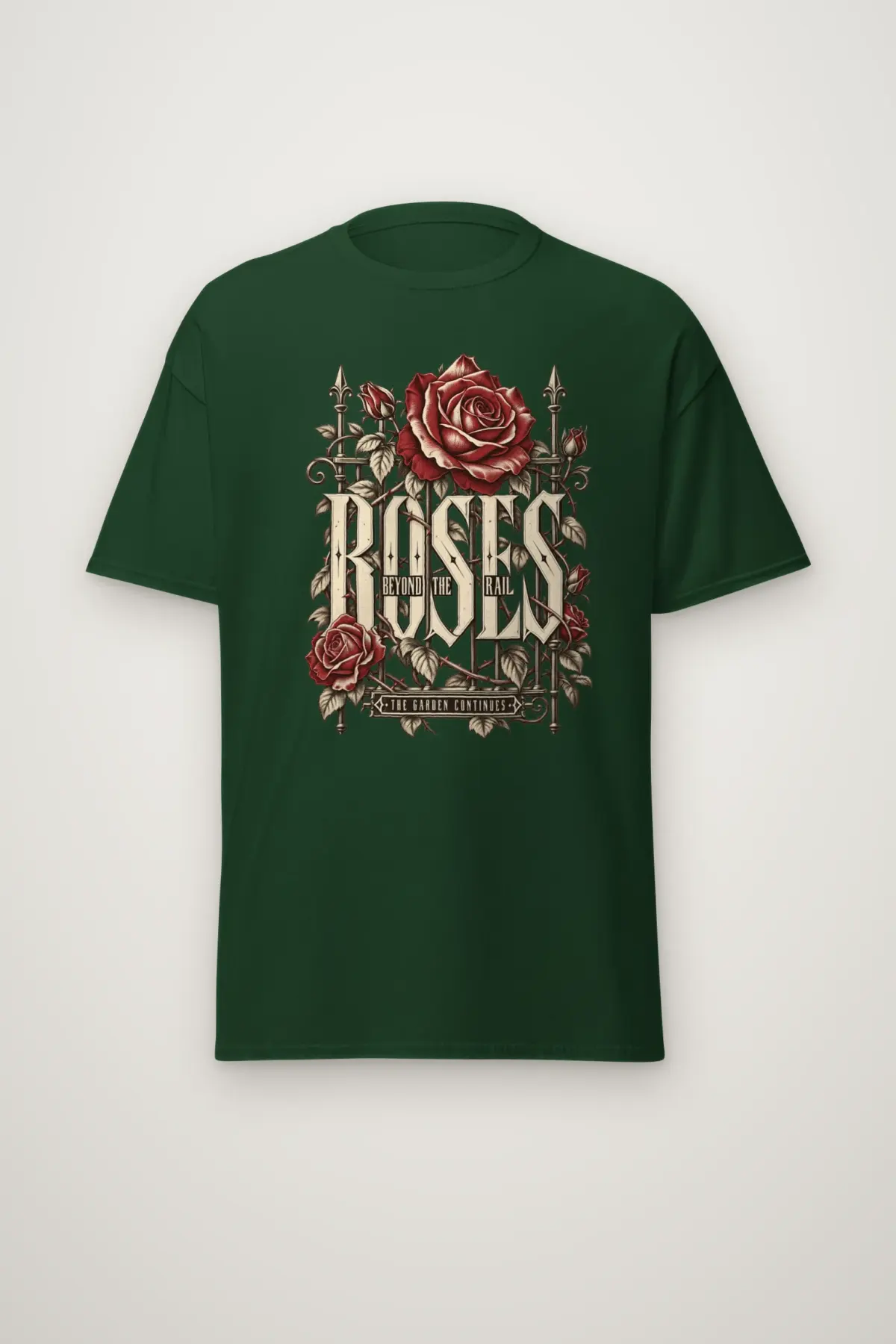 "Roses Beyond the Rail" Heavyweight Unisex Crewneck T-shirt
