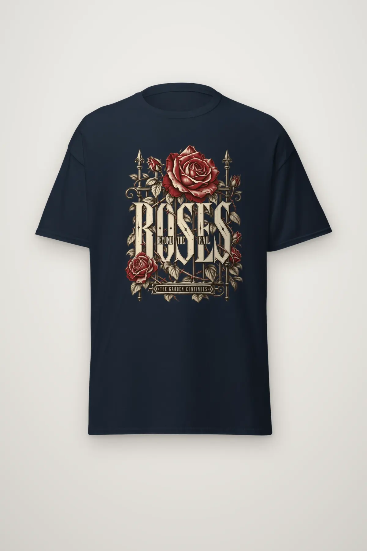 "Roses Beyond the Rail" Heavyweight Unisex Crewneck T-shirt