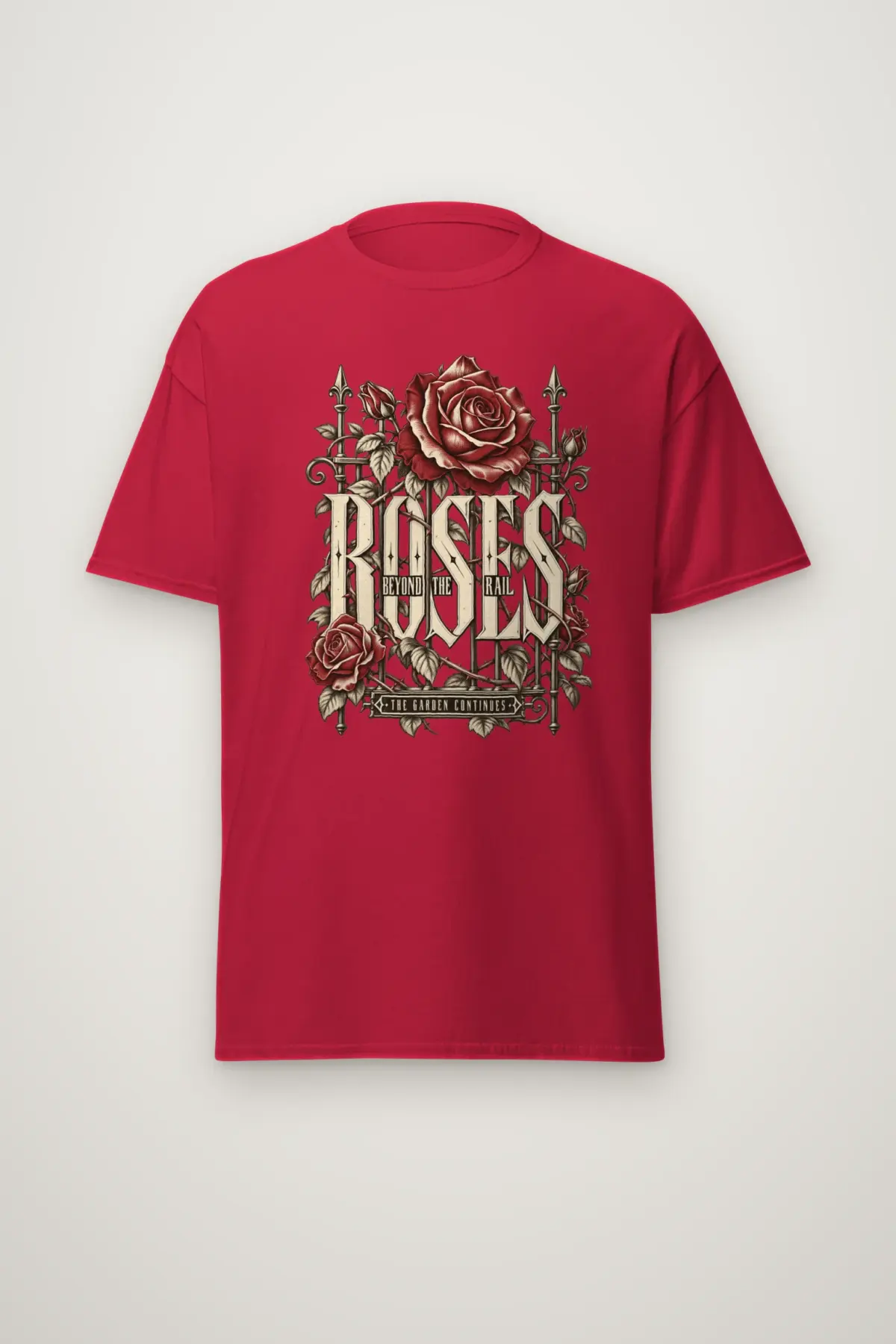 "Roses Beyond the Rail" Heavyweight Unisex Crewneck T-shirt