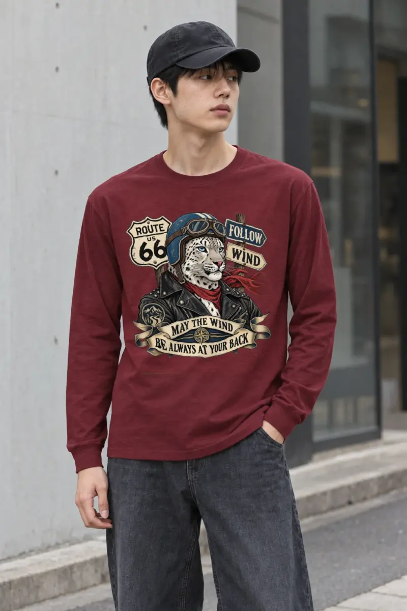 "Route 66 Snow Leopard" Unisex Longsleeve T-shirt