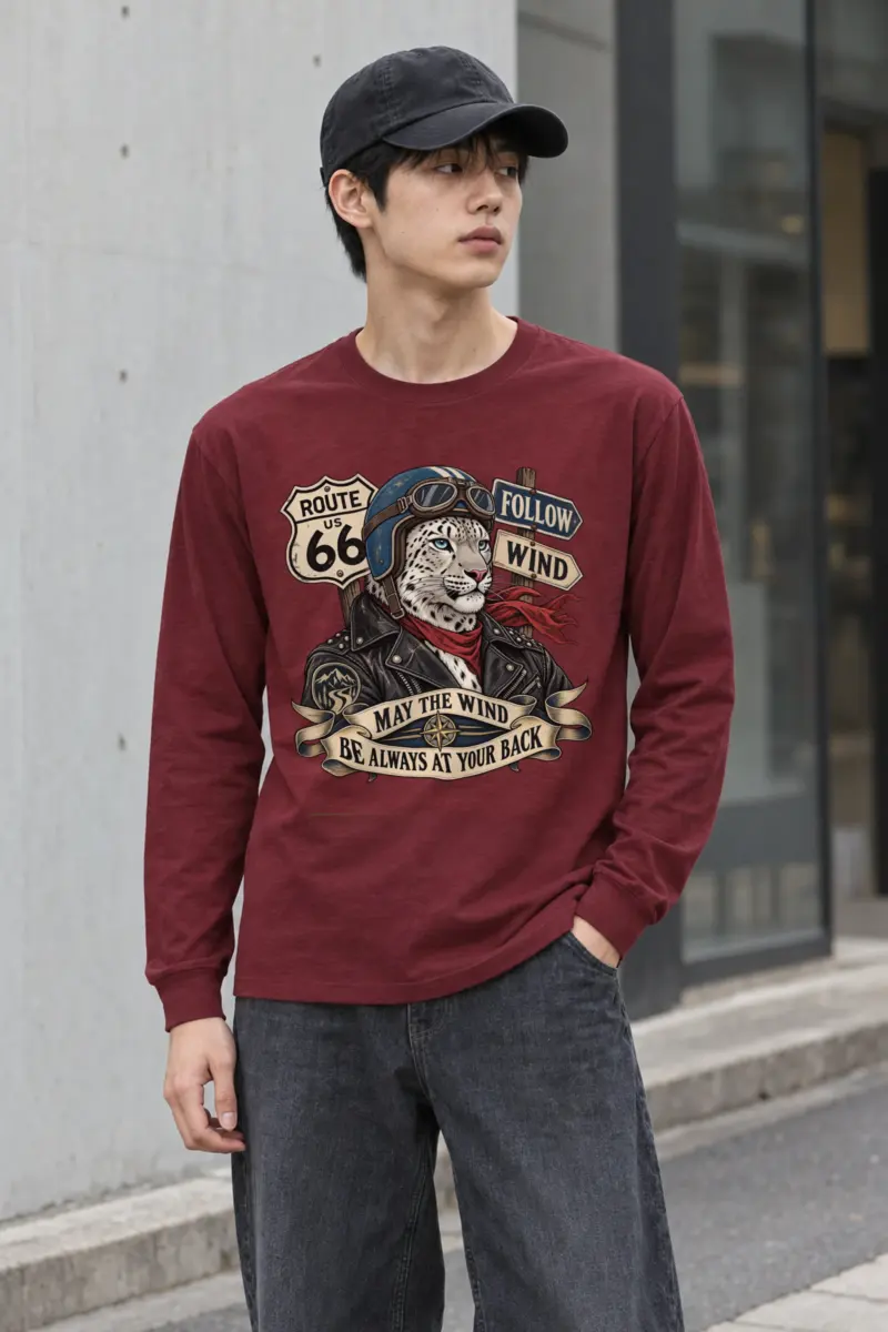 "Route 66 Snow Leopard" Unisex Longsleeve T-shirt