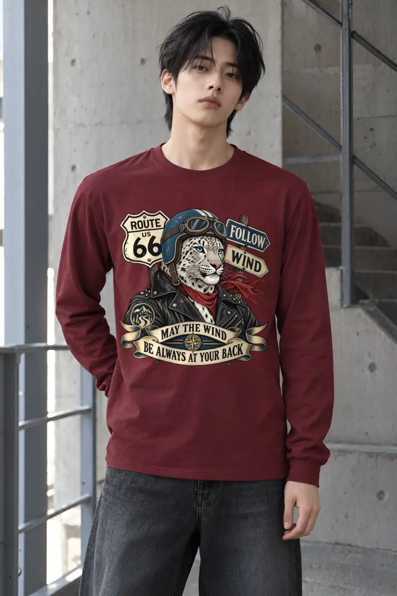 "Route 66 Snow Leopard" Unisex Longsleeve T-shirt