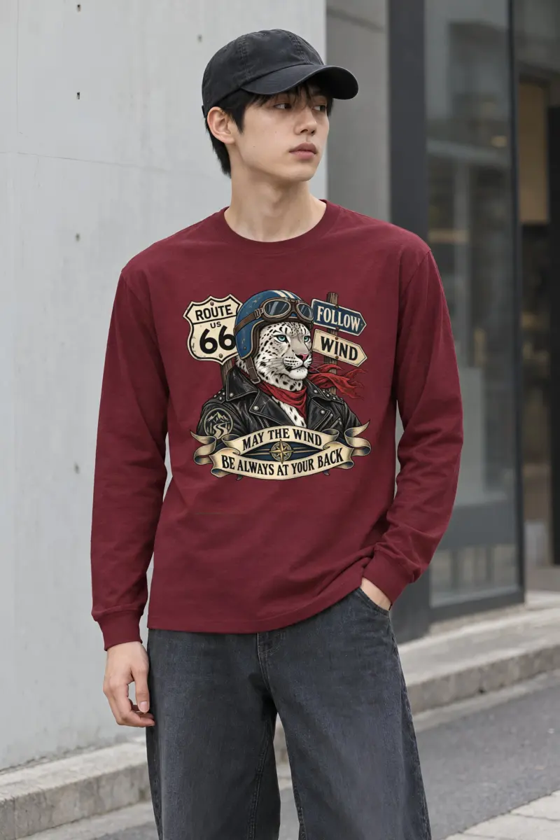 "Route 66 Snow Leopard" Unisex Longsleeve T-shirt