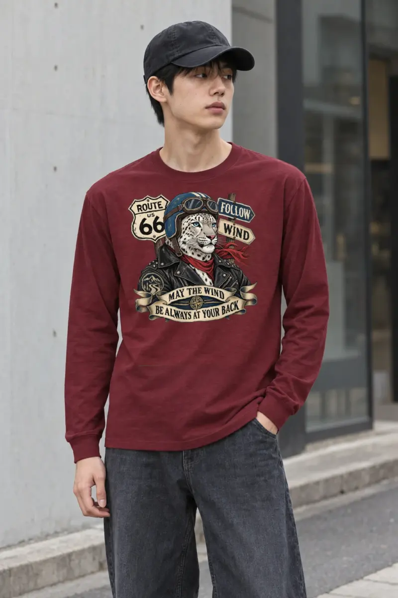 "Route 66 Snow Leopard" Unisex Longsleeve T-shirt