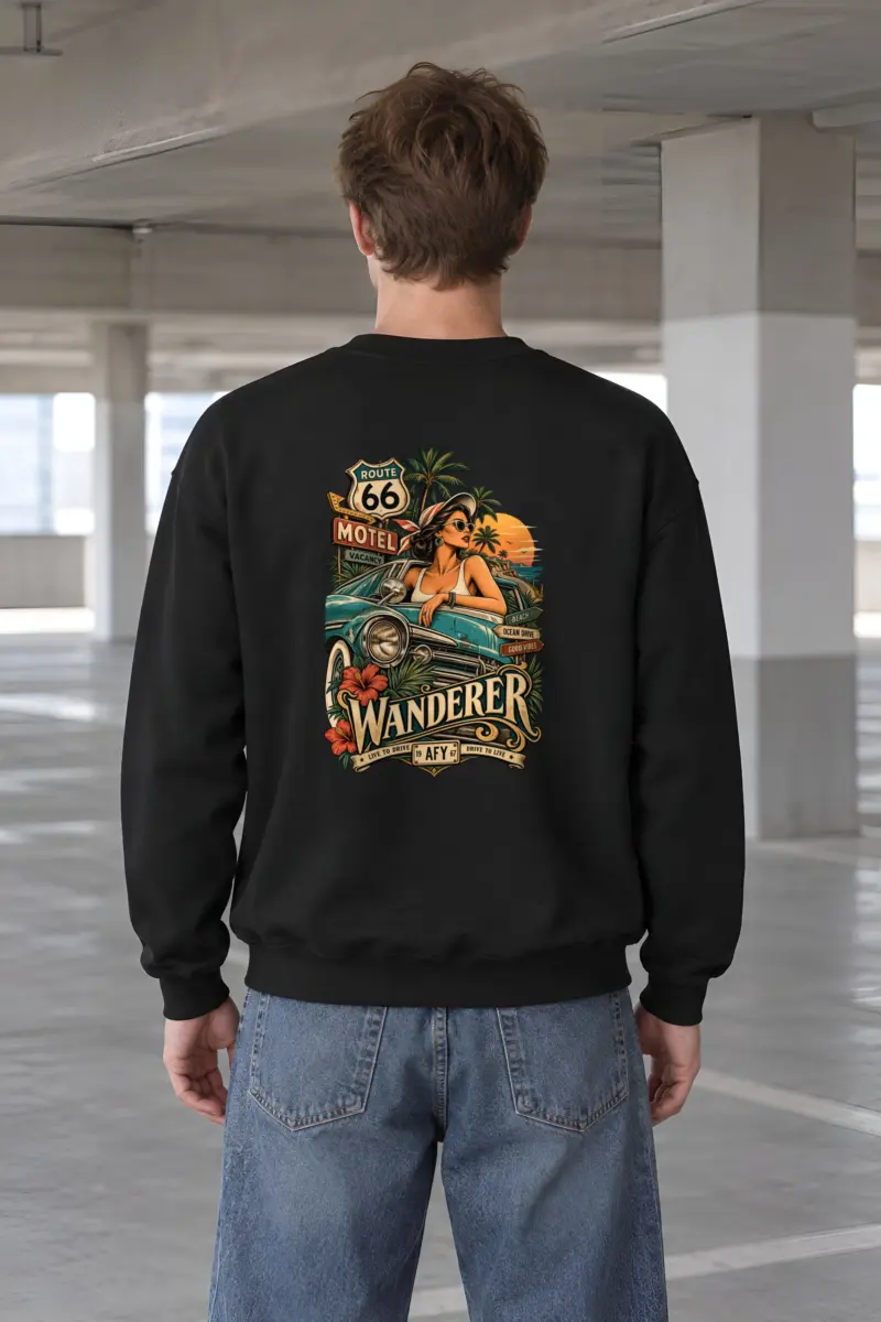 "Route 66 Wanderer" Heavy Blend Unisex Crewneck Sweatshirt
