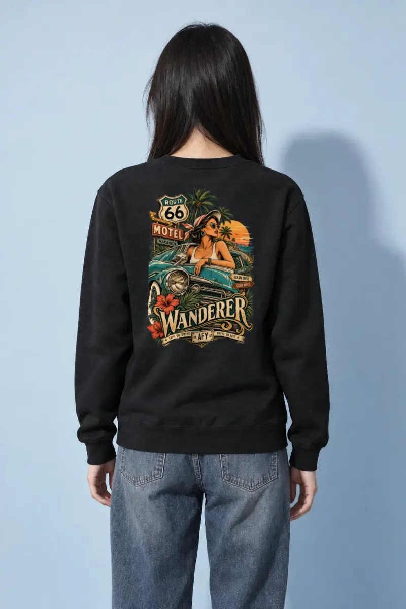 "Route 66 Wanderer" Heavy Blend Unisex Crewneck Sweatshirt | Gildan 18000