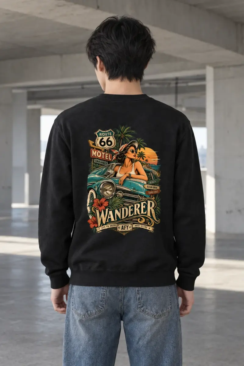 "Route 66 Wanderer" Heavy Blend Unisex Crewneck Sweatshirt