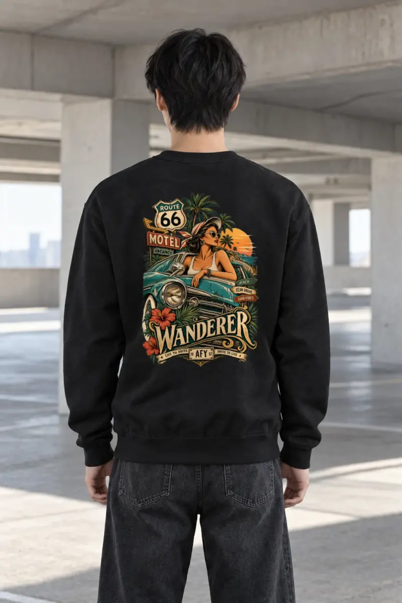"Route 66 Wanderer" Heavy Blend Unisex Crewneck Sweatshirt | Gildan 18000