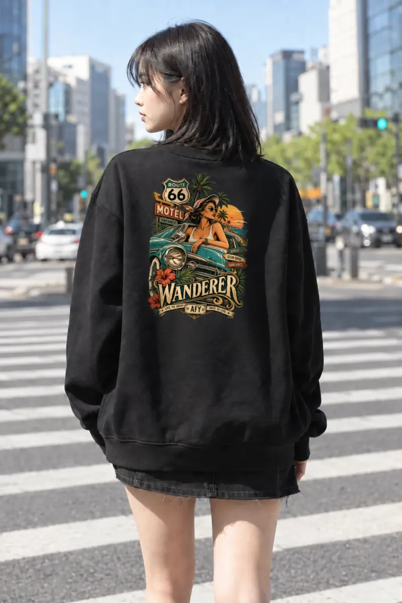 "Route 66 Wanderer" Heavy Blend Unisex Crewneck Sweatshirt | Gildan 18000