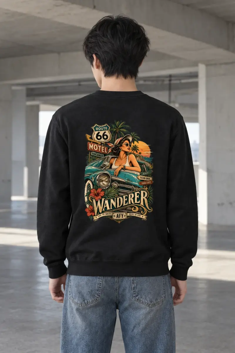 "Route 66 Wanderer" Heavy Blend Unisex Crewneck Sweatshirt