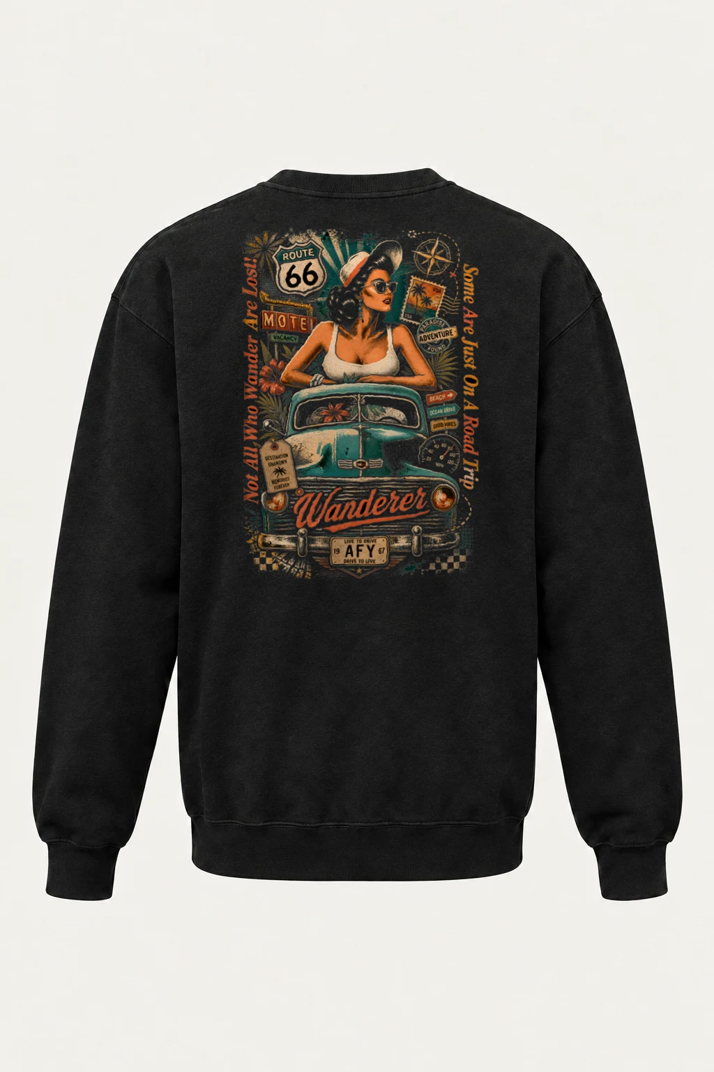 "Route 66 Wanderer" Heavy Blend Unisex Crewneck Sweatshirt | Gildan 18000