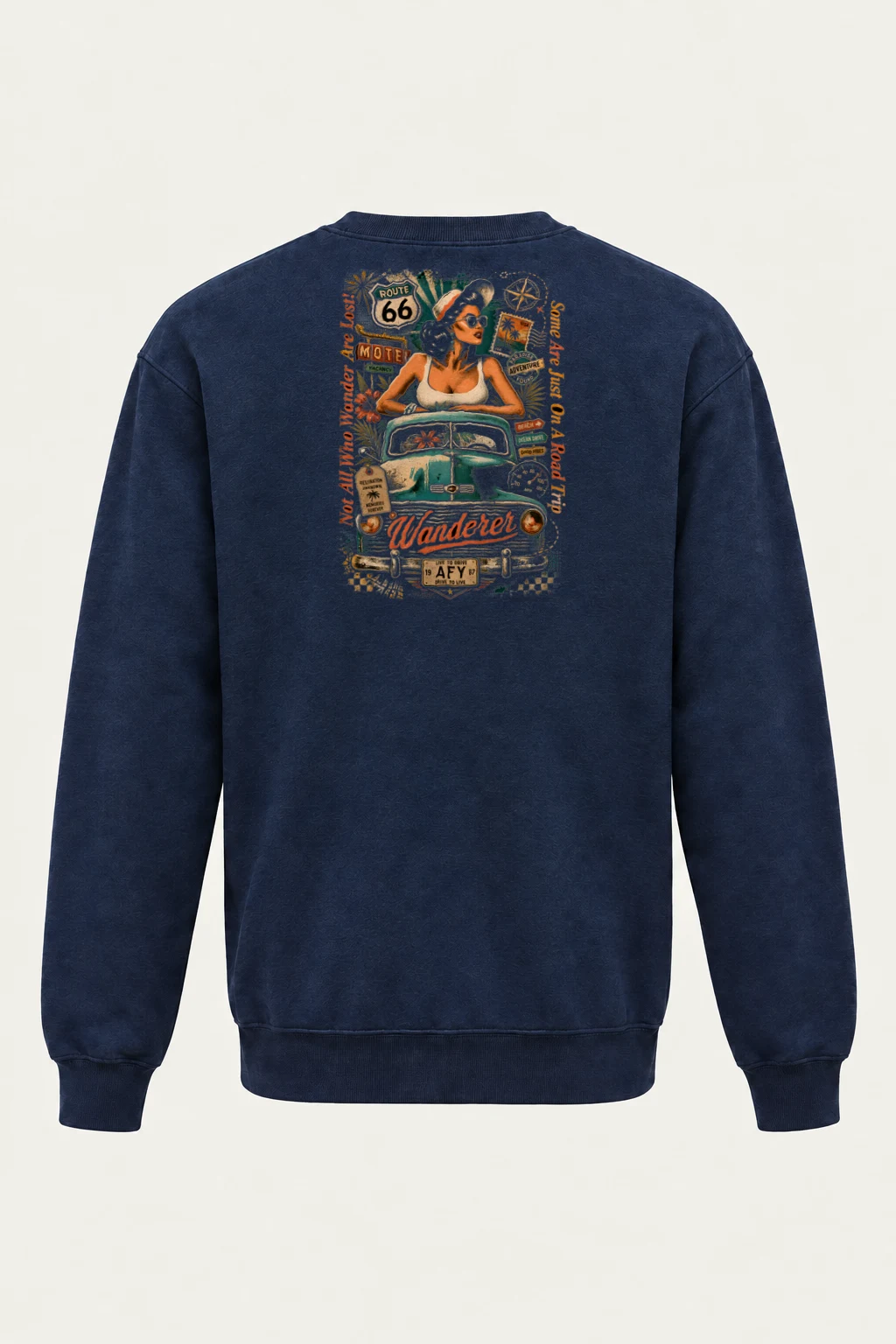 "Route 66 Wanderer" Heavy Blend Unisex Crewneck Sweatshirt | Gildan 18000